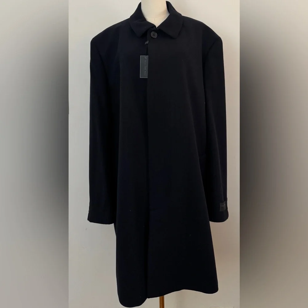 Ike Behar Men's Big Tall Navy Blue Oxford Wool Coat 54 Long - Picture 1 of 10